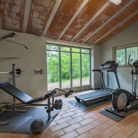 Maintain your weekly fitness routine in the on-site gym