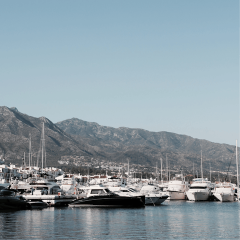 Don your glad rags for an evening in Puerto Banus – a ten-minute drive away