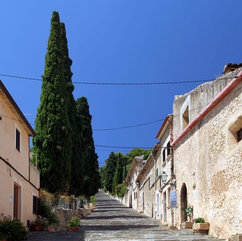 Take the five-minute drive to Pollença Town and explore the quaint cobbled streets
