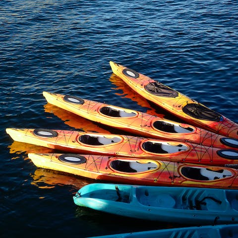Make use of the kayaks and paddleboards with direct acces to the bay