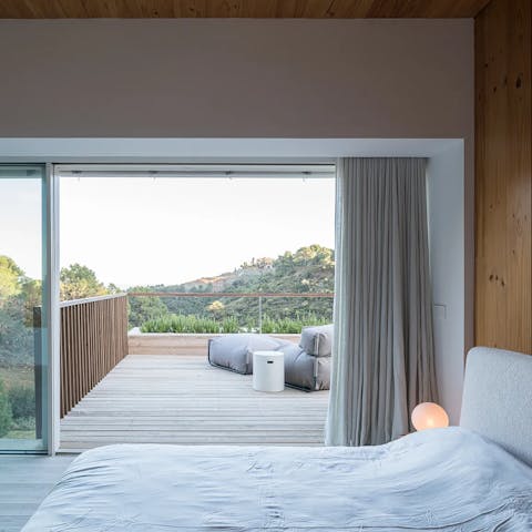 Wake up to mountain views in the main bedroom