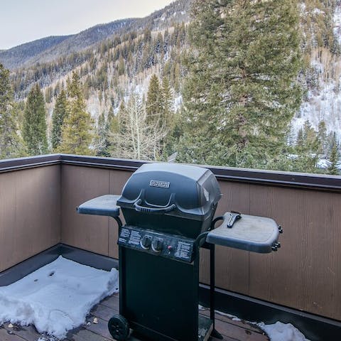 Fire up the grill for a barbecue with mountain views