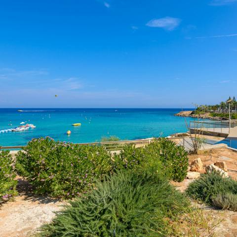Take the short drive down to the famous Konnos beach and enjoy the golden sands and clear blue waters