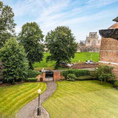 Feast on views of York Minster and the ancient city walls from the dining area