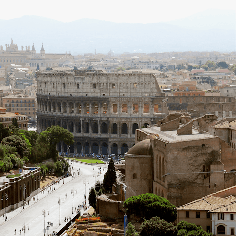 Visit the striking architecture of the Colosseum after brunch, just nine minutes away