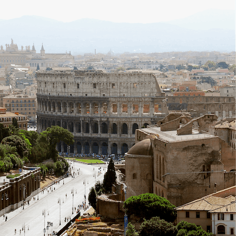 Visit the striking architecture of the Colosseum after brunch, just nine minutes away