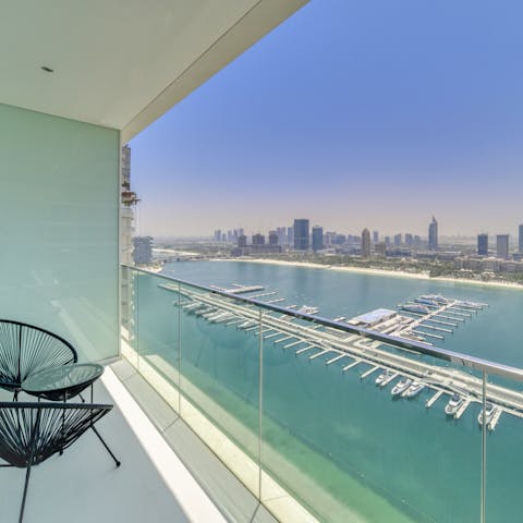 Take in the amazing views over the Dubai Marina from your private balcony