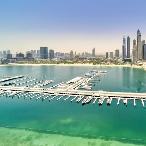 Relax on the private beach or head to The Palm Jumeirah, around ten minutes by taxi