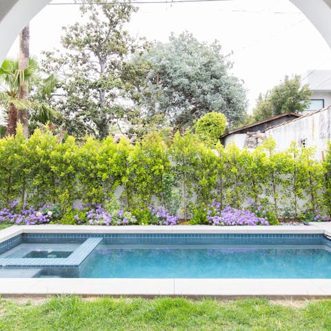 Cool off in the heat with a dip in the private pool