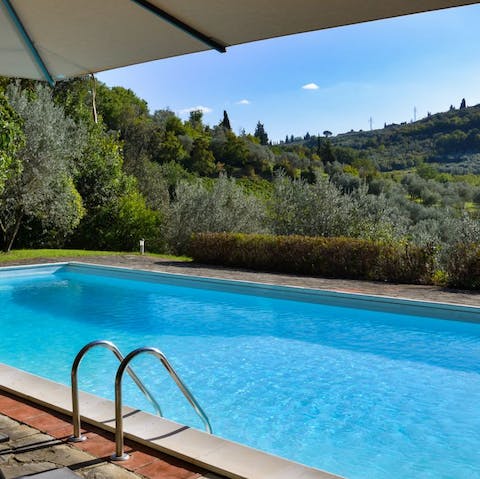 Cool off from the Mediterranean sun in the private swimming pool 