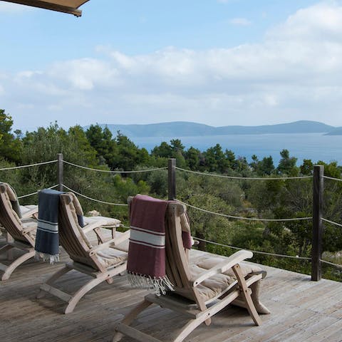 Gaze out at the Alonissos Marine Park from the terrace