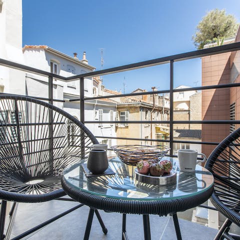 Spend lazy mornings soaking up the sun on your balcony, tucking into a freshly prepared breakfast