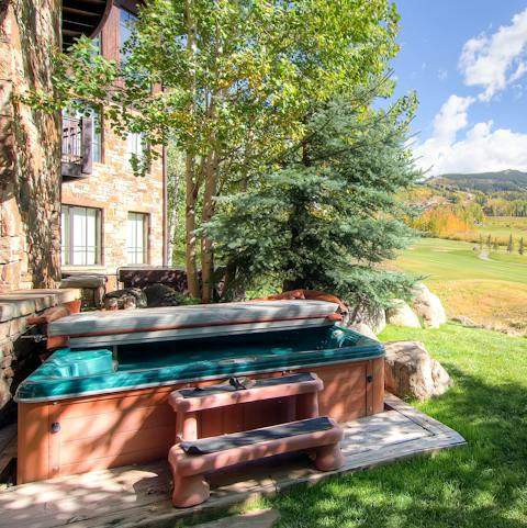 Unwind in the outdoor hot tub