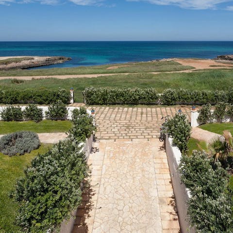 Admire the Mediterranean Sea views from the garden