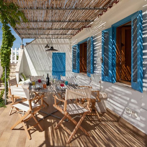 Enjoy some panzerotti in the dappled shade of the veranda