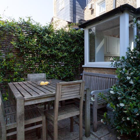 Enjoy a light lunch in your private garden