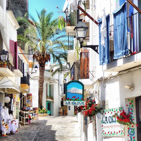 Visit the historic Ibiza Town, just five minutes away by car, for shopping, legendary parties, and more