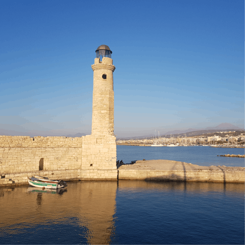 Dine out in Rethymno's old town, a ten-minute taxi from the villa