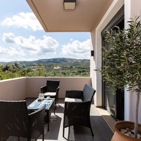 Start the day with breakfast on your private terrace overlooking natural landscape 