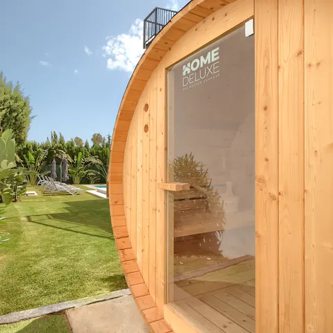 Unwind with a session in the outdoor sauna