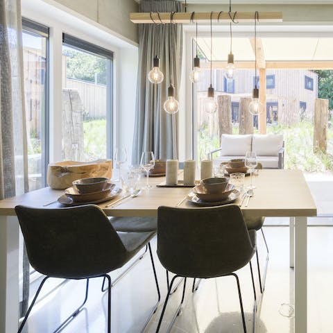 Enjoy delicious family feasts in the stylish dining area 