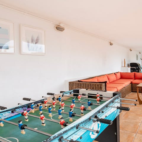 Play a little foosball or just relax on the covered terrace
