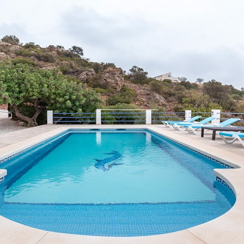 Splash about in the swimming pool while admiring the rural surroundings