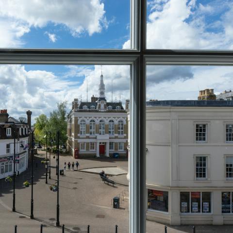 Gaze out over the town's Market Square, lined with beautiful period buildings