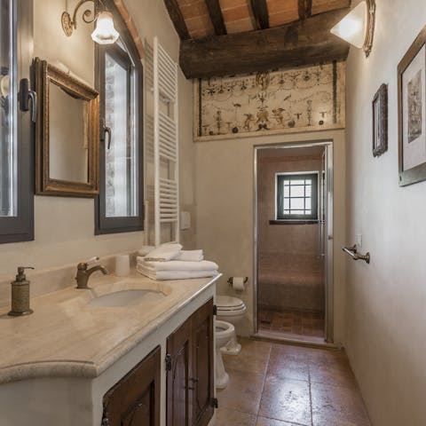 Take time out to enjoy the steam room in the master suite's bathroom