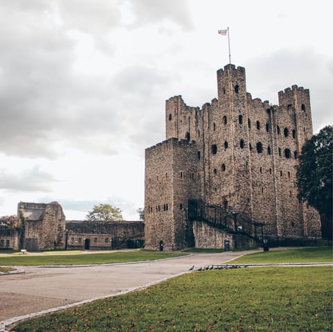 Pay a visit to Rochester Castle, a twenty-six-minute walk away