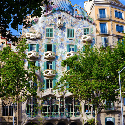 Admire the Casa Batlló, which is within walking distance