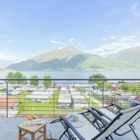 Drink in the mountain views as you enjoy a glass of vino on the terrace