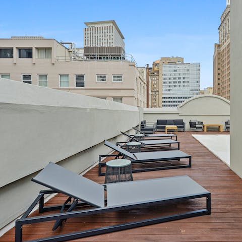 Enjoy the river breeze from the rooftop deck