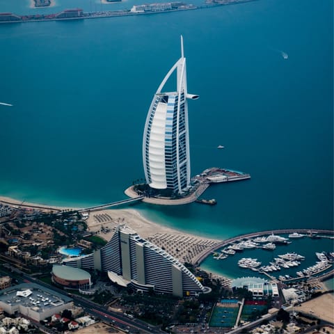 Take a twenty-minute drive to visit iconic Palm Jumeirah