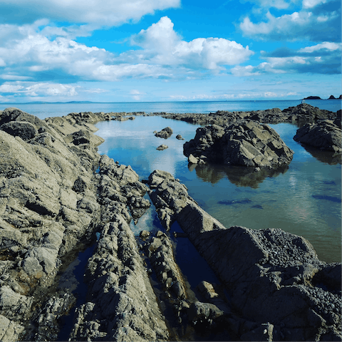 Stroll over to Saunderfoot's seafront in only five minutes and swim in Carmarthen Bay