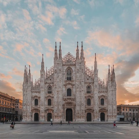 Gaze up the Duomo di Milano, a seven-minute walk away