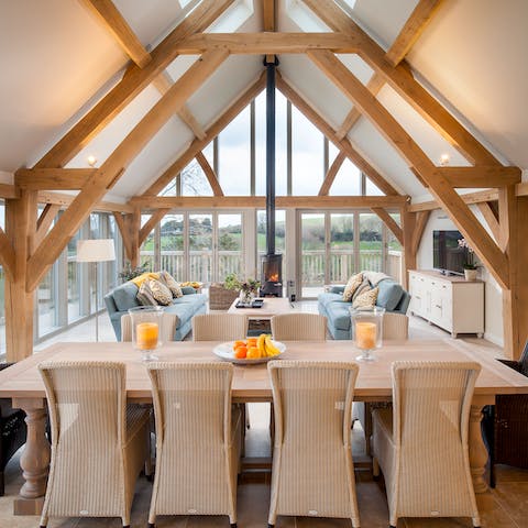 Enjoy lavish meals together under the beamed oak ceiling