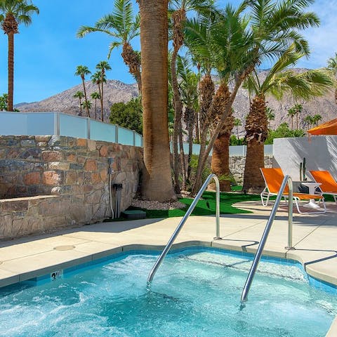 Unwind in the jacuzzi after exploring Palm Springs