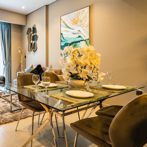 Serve up some local Emirati culinary delights at the dining area