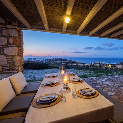 Enjoy suppers at sunset on your covered terrace