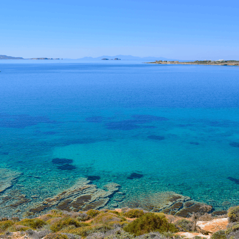Stroll down to Parasporos Beach, just 300 metres from your home