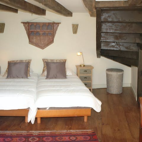 Relax in characterful surroundings and sleep beneath a beautiful beamed ceiling