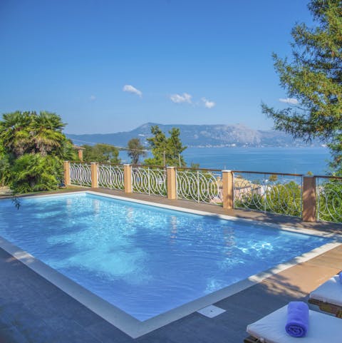 Admire sparkling sea views from the private outdoor pool