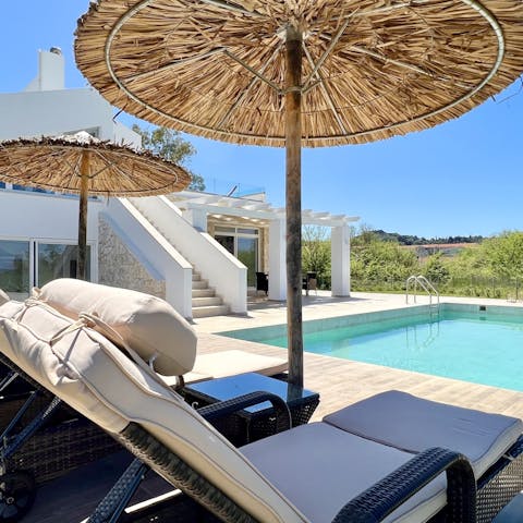 Work on your tan on the sun loungers by the pool, or enjoy the shade of the parasols