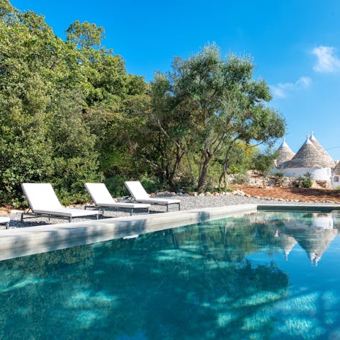 Cool off in the shady swimming pool