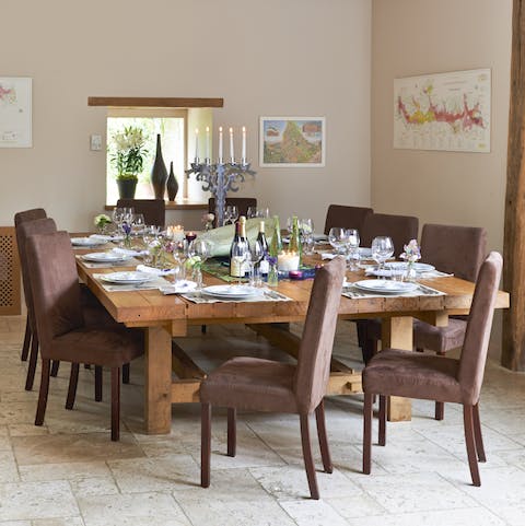 Enjoy family dinners, cooked by the host (and chef) around this table