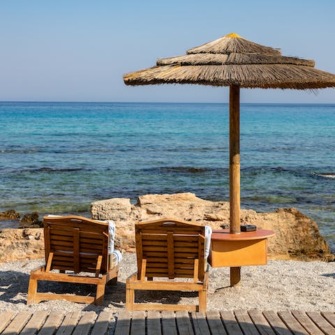 Enjoy the mythical beauty of Rhodes, with your nearest beach a ten-minute walk away 