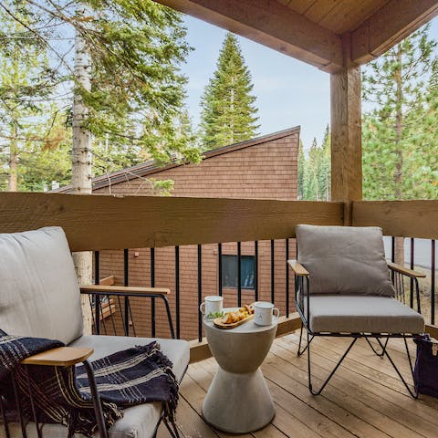 Sit out on the balcony and regale each other with the day's sporting feats