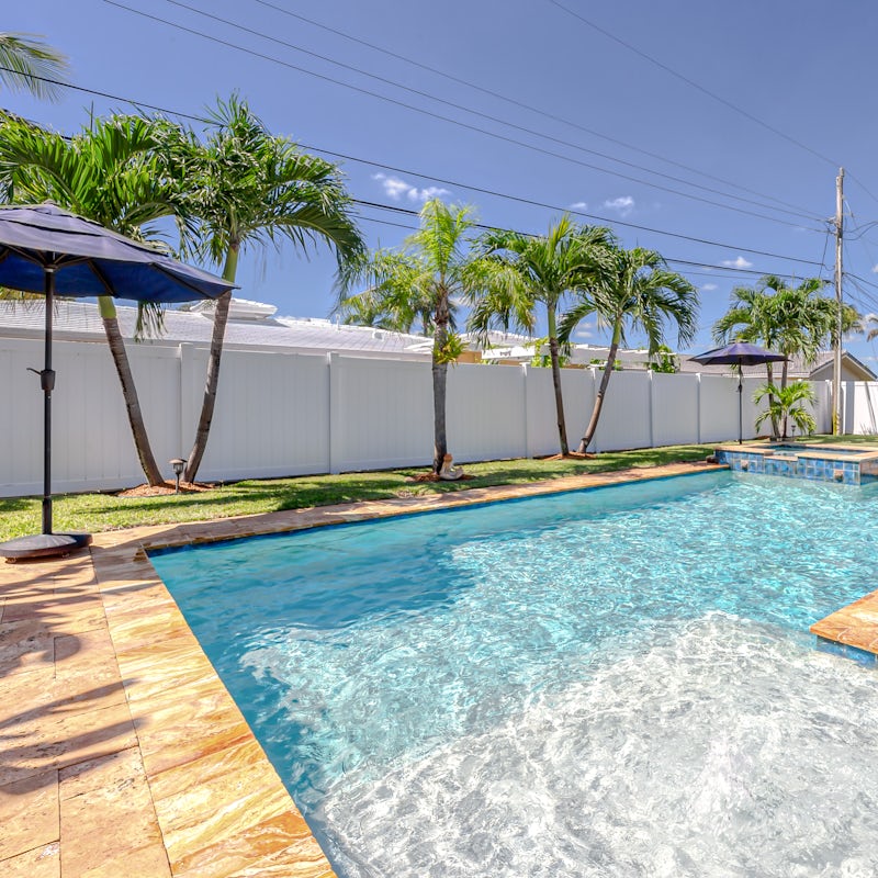 Spend idyllic days by the pool or make the short drive to the beach