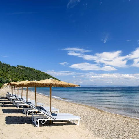 Go for a swim in the crystal clear waters of Navagos Beach, just 150 yards away